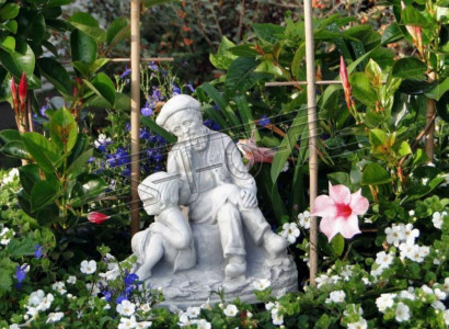 Garden decoration grandfather grandson statue sculpture figures sculptures